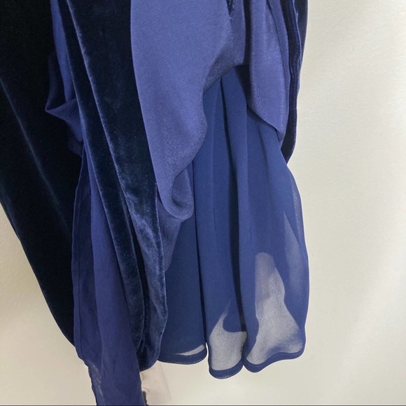 BCBGMaxAzria NWT Wms Medium Blue Velvet Cowl Back Cocktail Party Social Dress - Picture 11 of 16